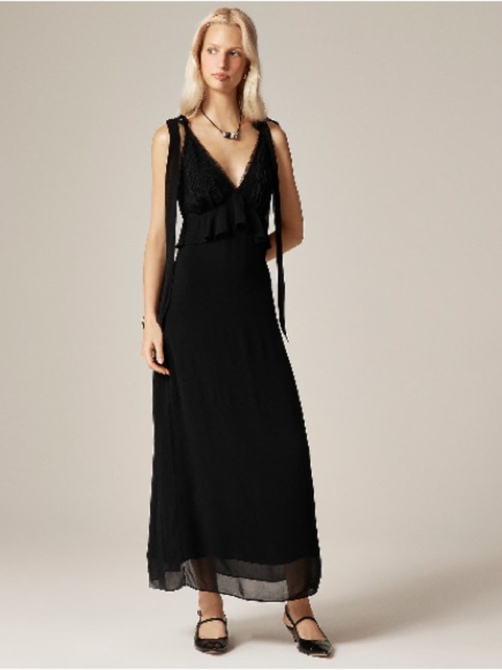 J.Crew Collection lace and ruffle midi dress in chiffon CO425
